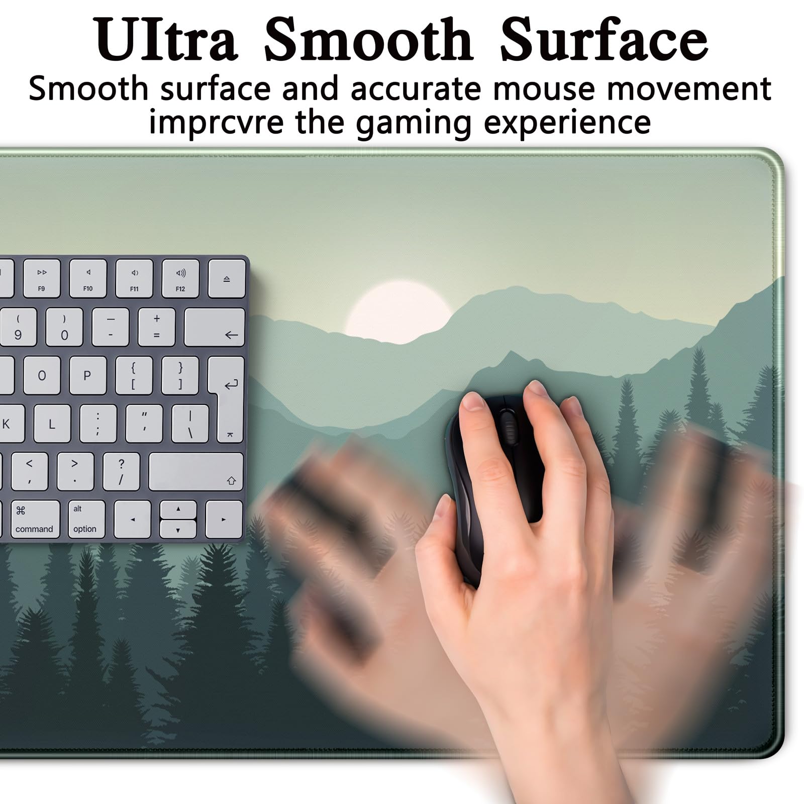 Forest Desk Mat Green Nature Large Mouse Pad XXL 31.5''X 15.7'' Landscape Aesthetic Desk Pad Gaming