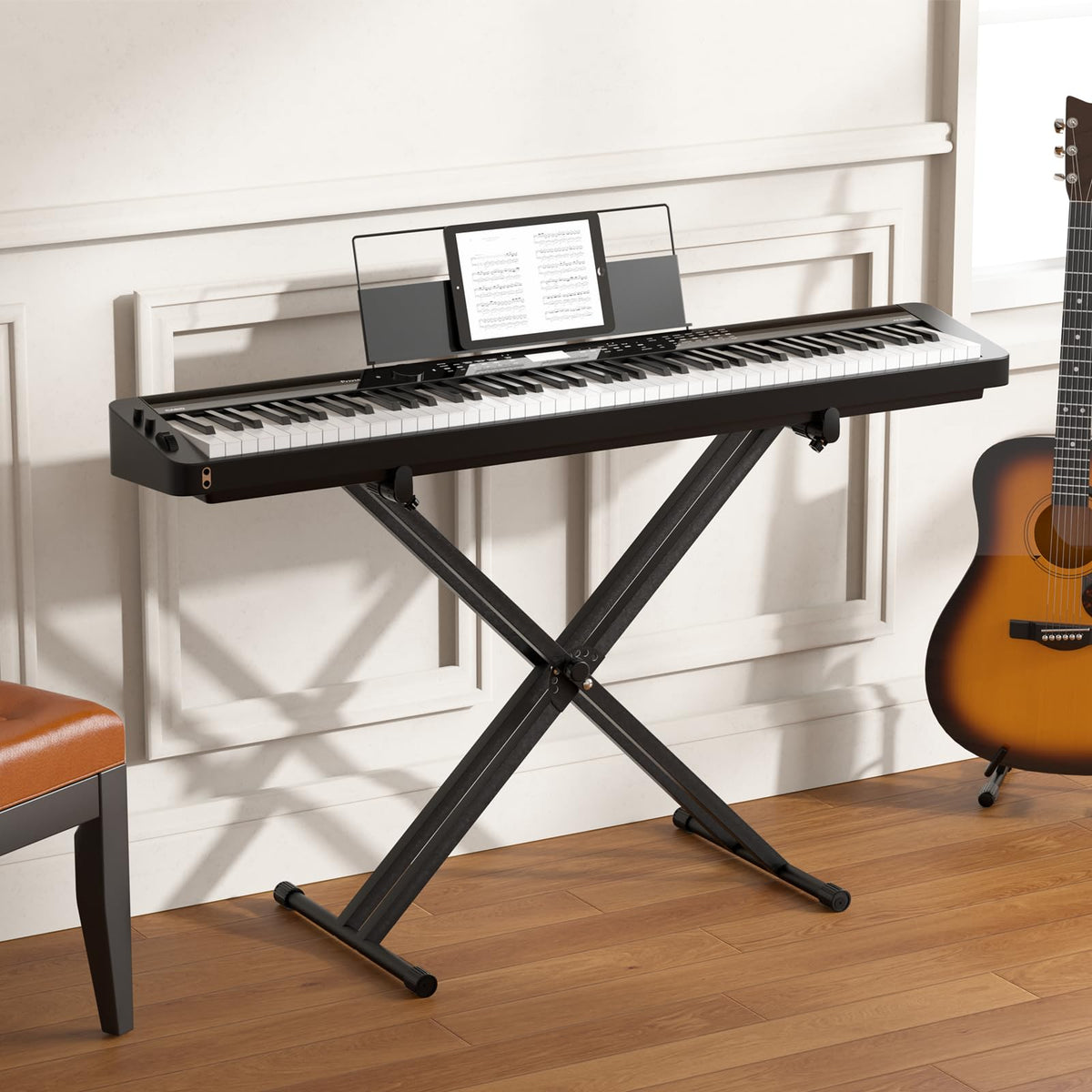 tipatyard Double-X Keyboard Stand, Portable Digital Piano Stand,Adjustable keyboard Music Stand for