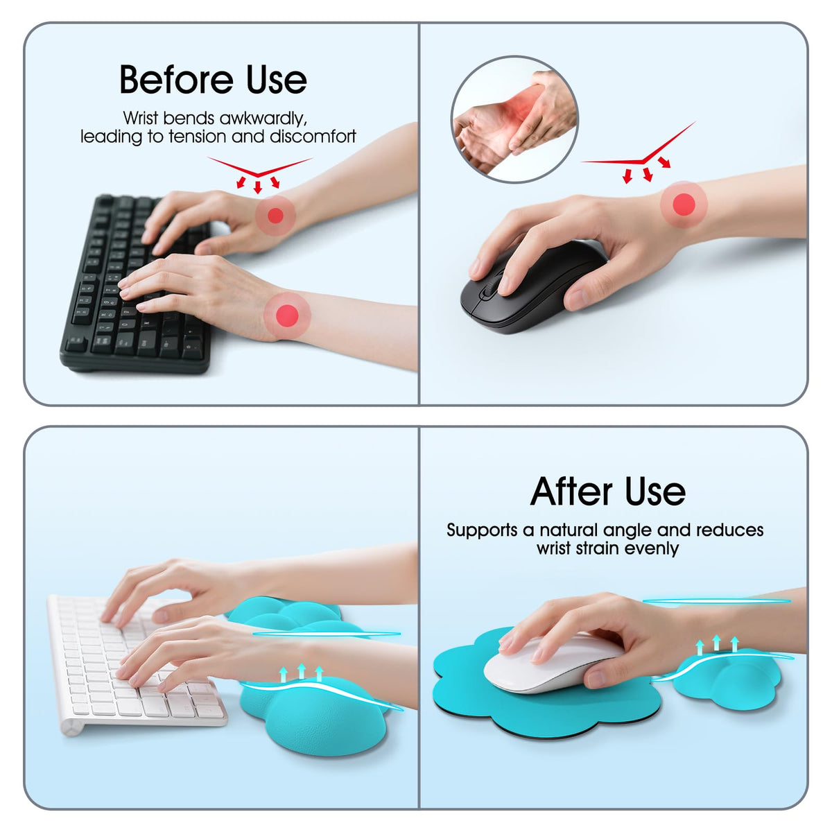Retuhapy Cloud Wrist Rest Keyboard Cushion and Cloud Mouse Pad, Scuba Blue