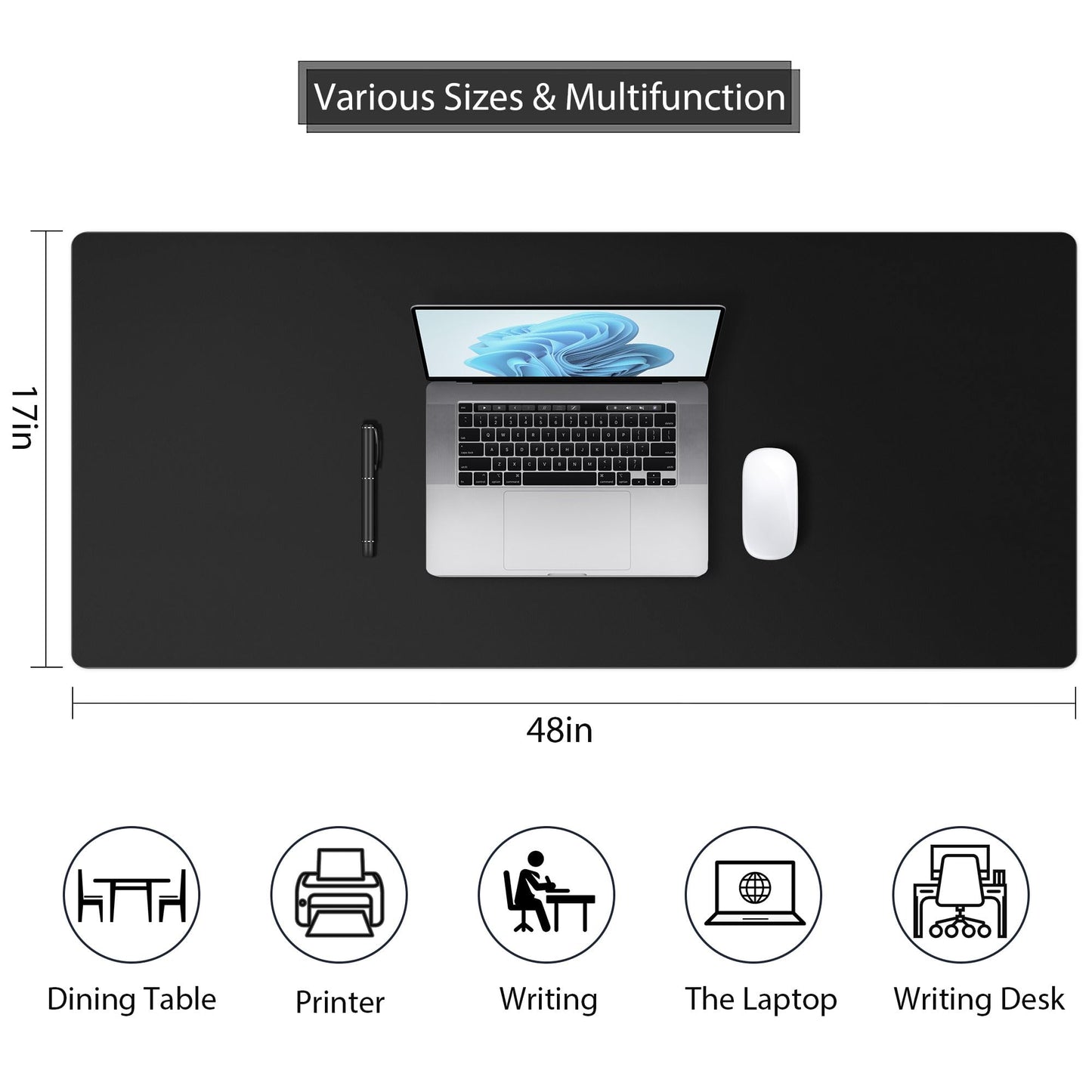 Mouse Pad Desk Protector Mat, Large PU Leather Office Desk Mat, Non-Slip Desk Pad for Keyboard and