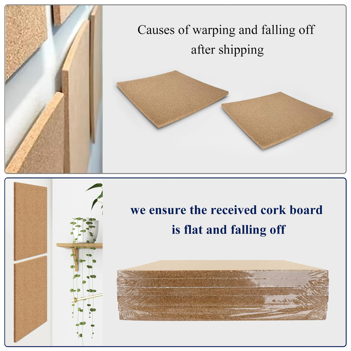 NACHLYNN Cork Board 6 Pack 12 x 12 Self-Adhesive Corkboards for Wall Square Bulletin Board with 100