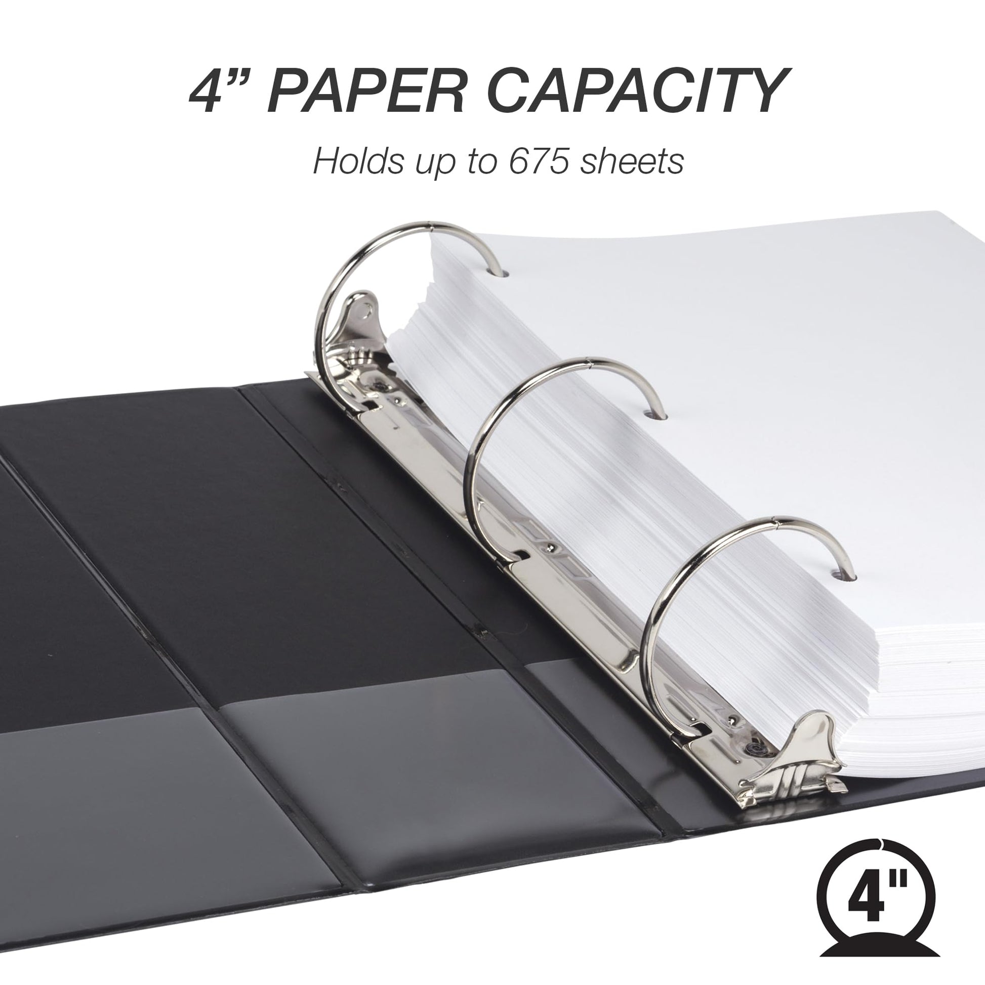 Samsill 4 Inch 3 Ring Binders, Economy Round Ring, Clear View Cover, 675 Sheet Capacity - for