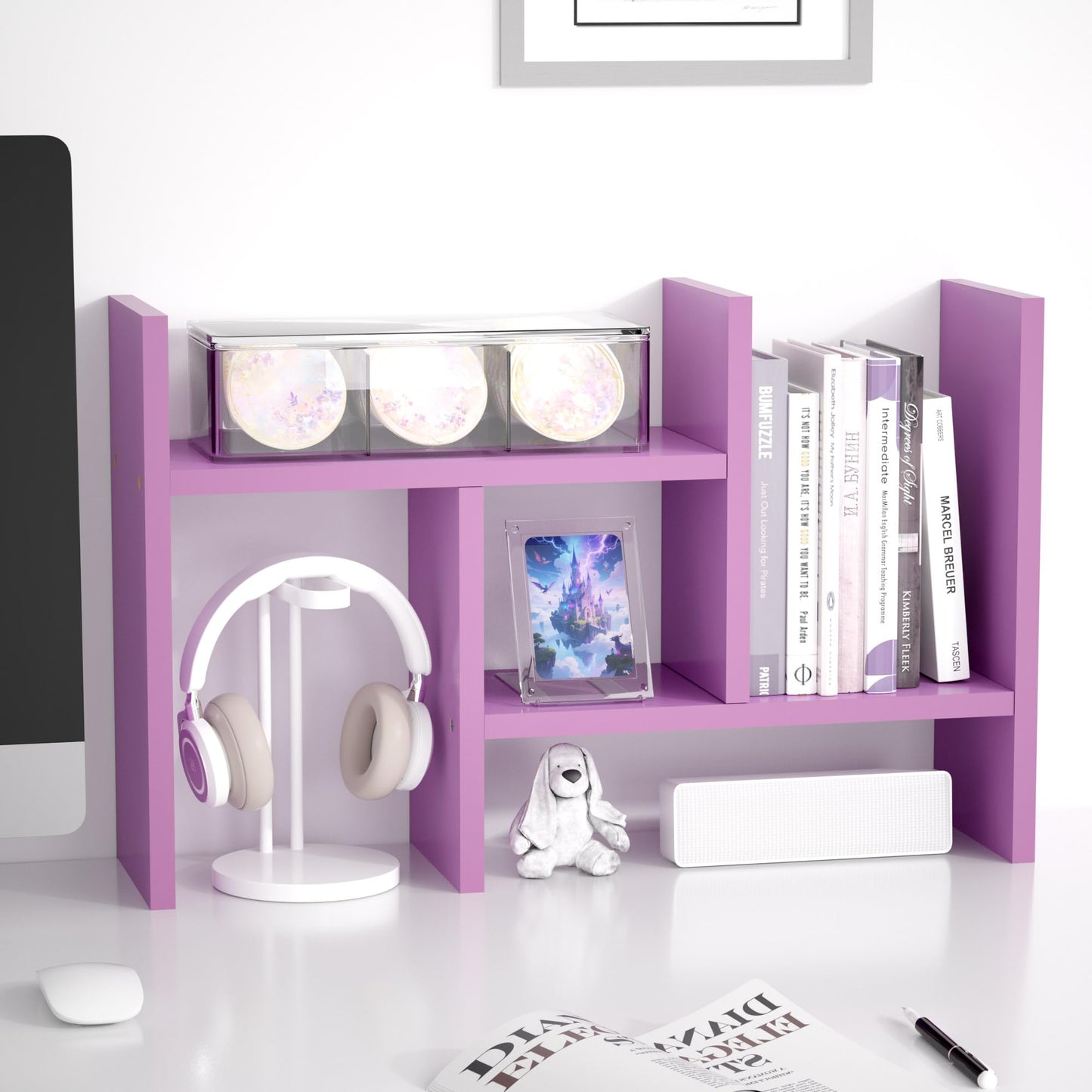 Jerry & Maggie Desktop Organizer Office Storage Rack Adjustable Wood Display Shelf Free Style