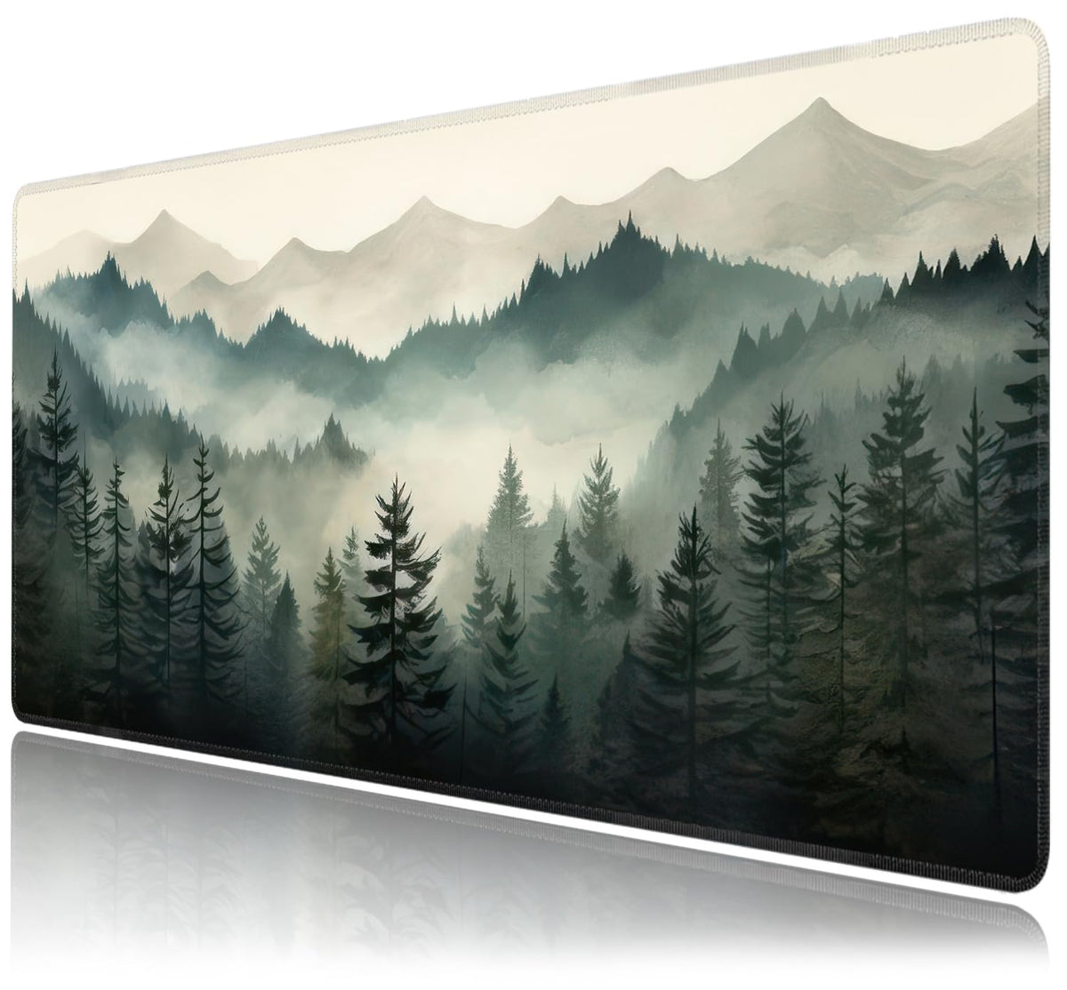 Misty Forest Large Mouse Pad,Gaming Keyboard Desk Pad,Extended Mouse Mat Non-Slip Rubber Base with