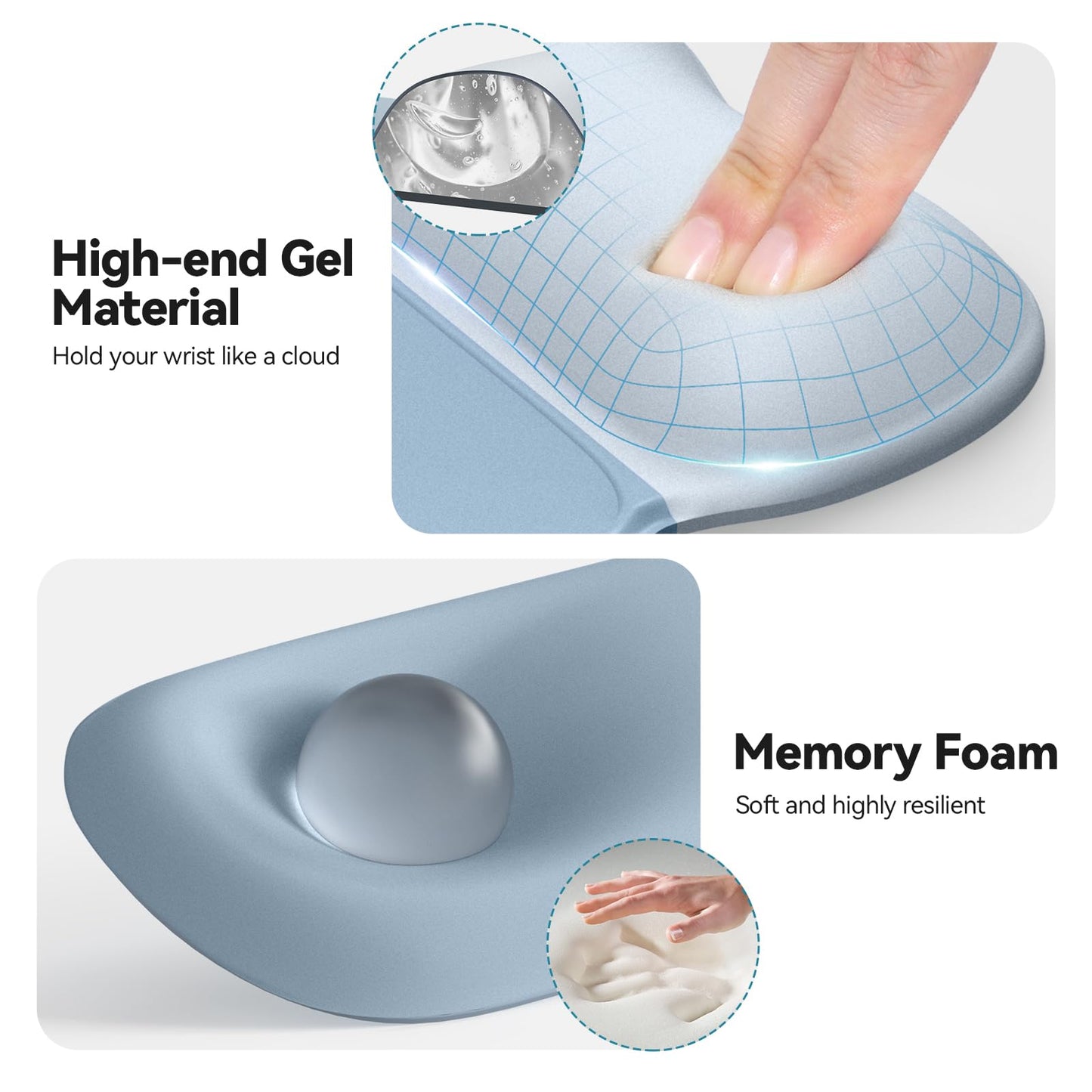 TECKNET Gel Ergonomic Mouse Pad & Keyboard Wrist Rest & Coaster