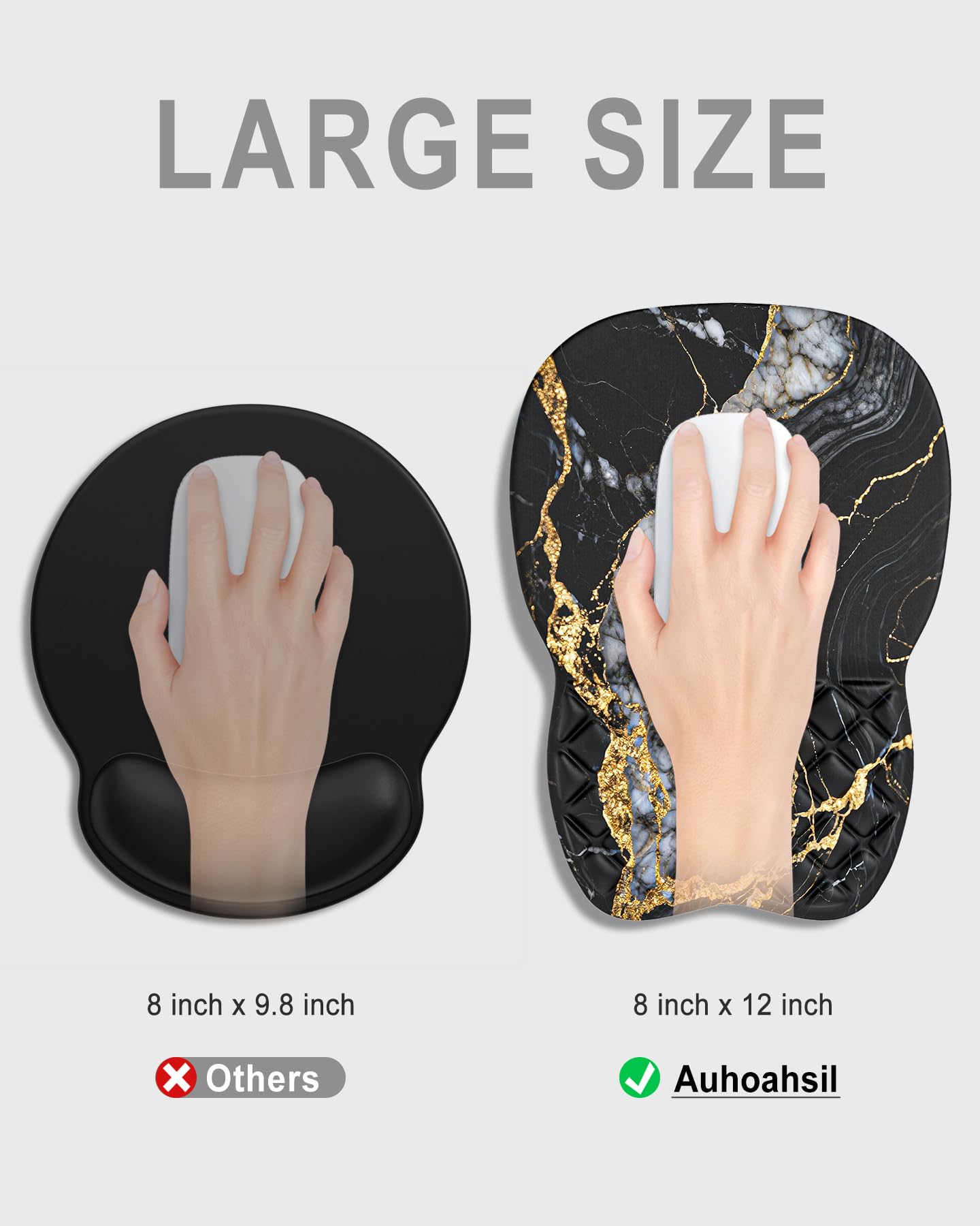 Auhoahsil Ergonomic Mouse Pad with Wrist Rest, Comfortable Slope Computer Mouse Mat with Wrist
