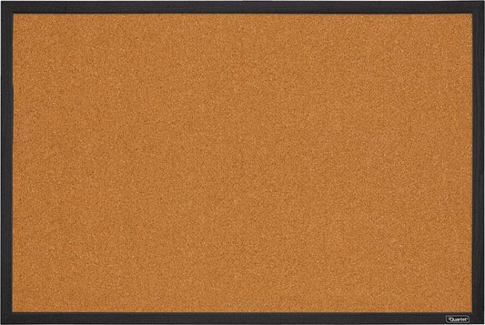 Quartet Cork Bulletin Board, Framed Corkboard, 2' x 3', Black Frame, Message Board, Vision Board
