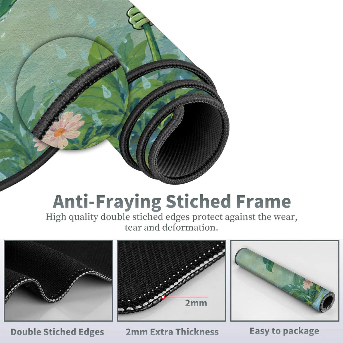 Rainy Garden Frog Large Mouse Pad, 31.5 x 11.8 in Extended Desk Mat