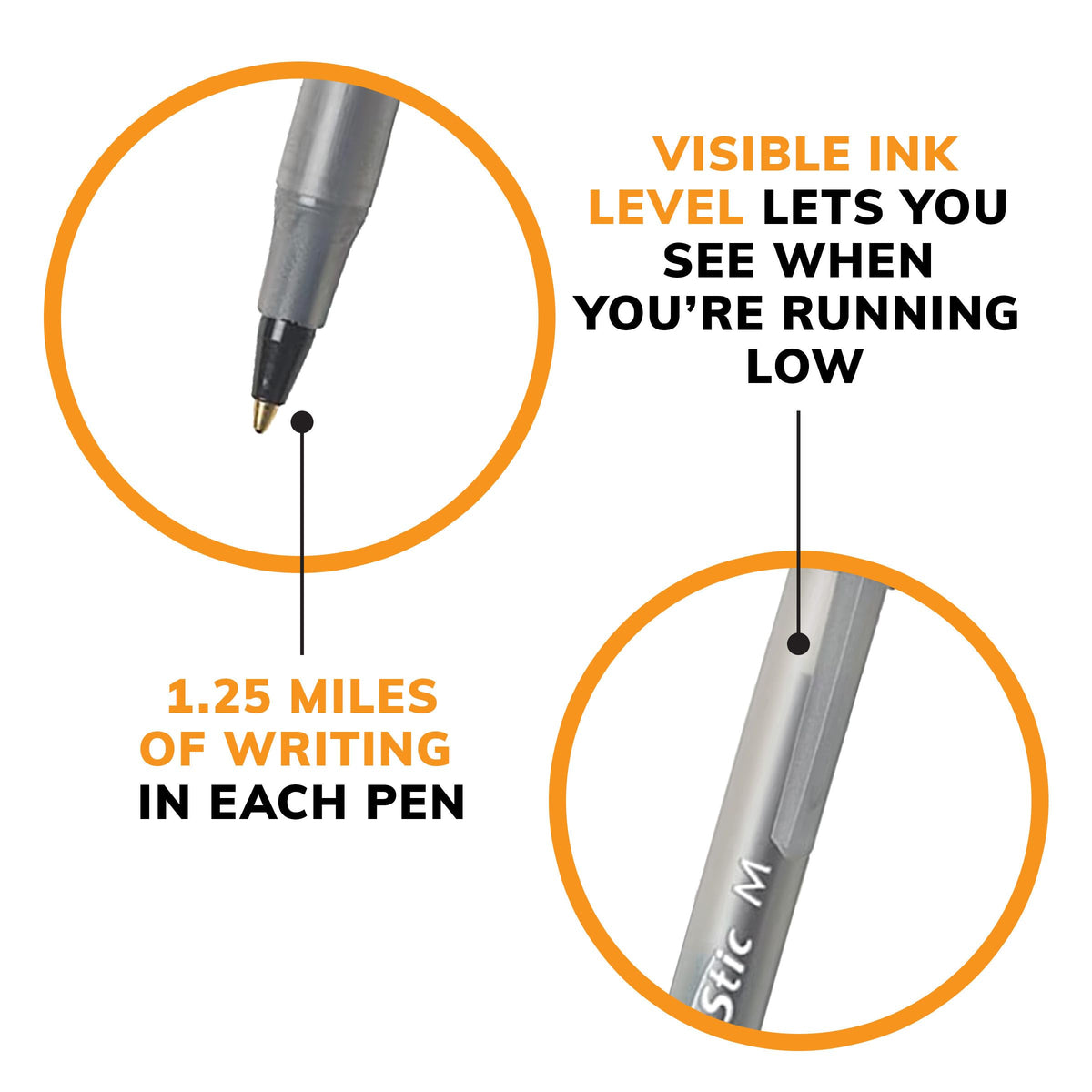 BIC Round Stic Xtra Life Ballpoint Pen, 1mm Medium Point, Pack of 240