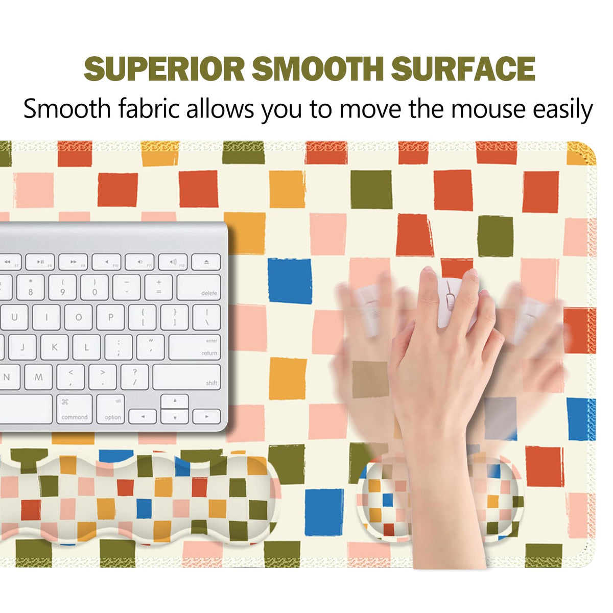ARTSO Large Mouse Pad with Keyboard Wrist Pad and Mouse Wrist Pad Set, Ergonomic Computer Desk