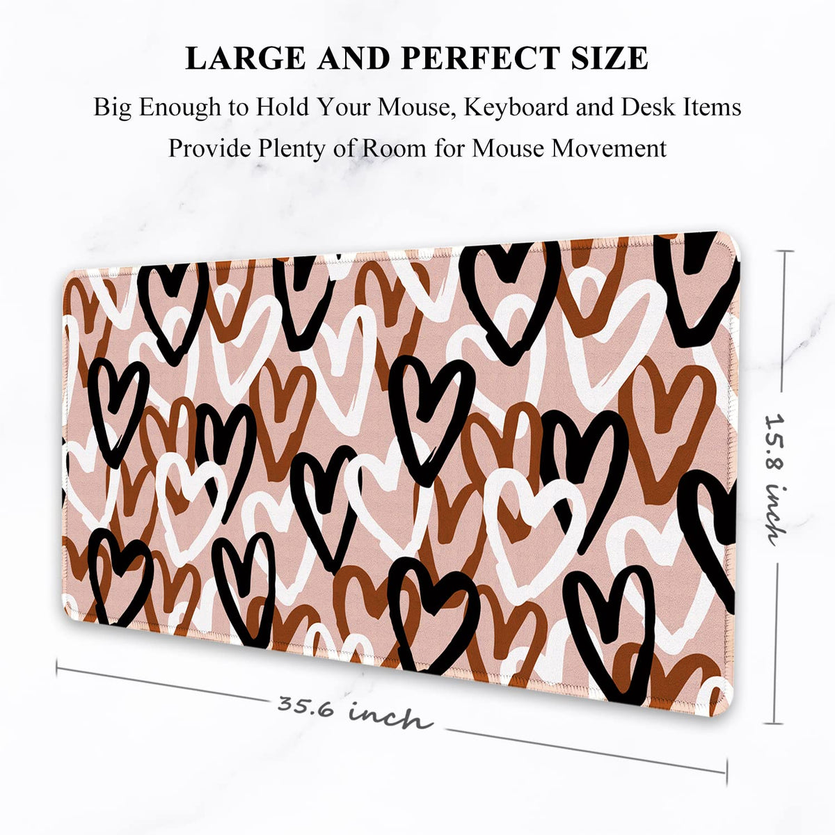Auhoahsil Large Mouse Pad, XXL Desk Pad, Extened 35" x 15", Non-Slip Rubber Base, Stitched Edges