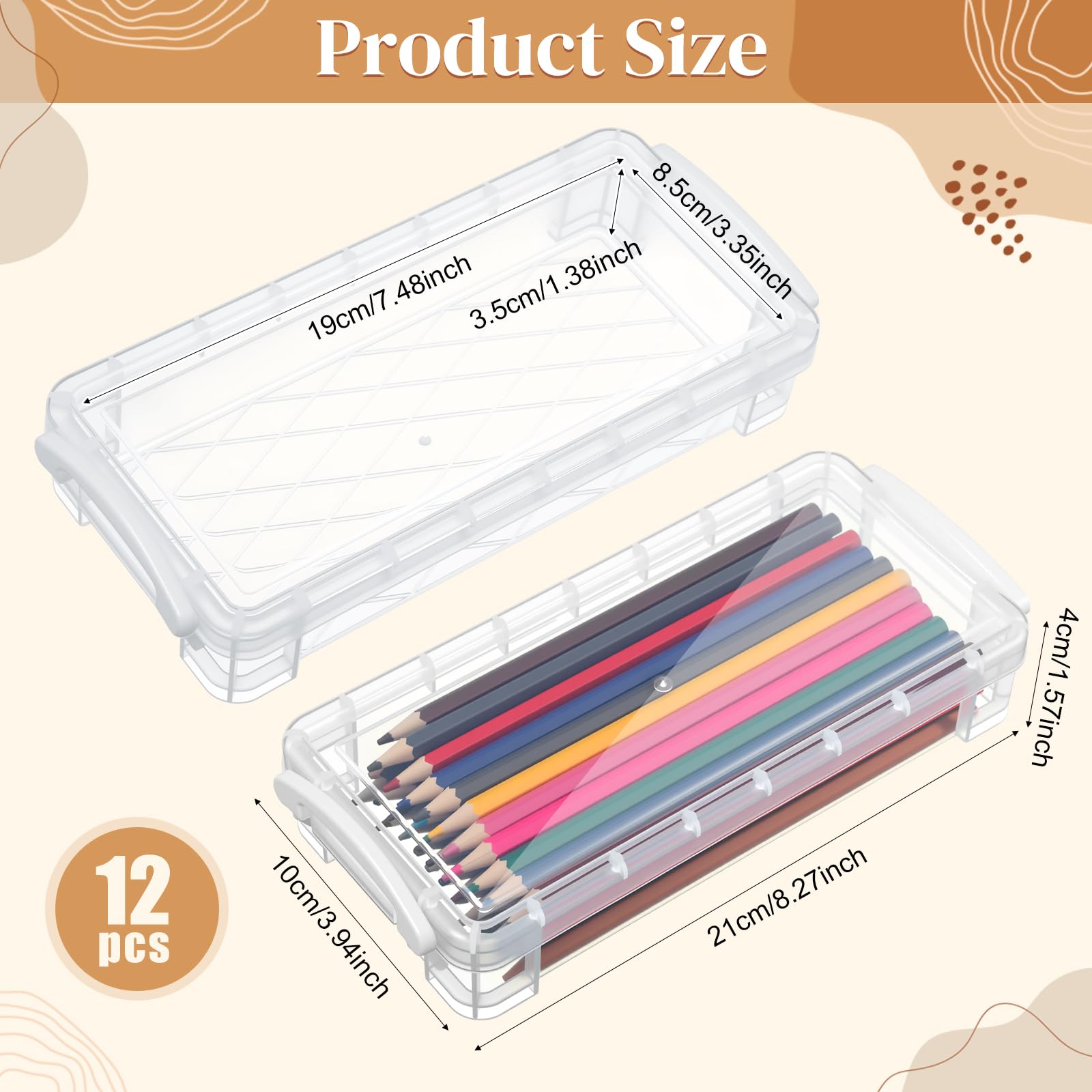 Gueevin 24 Pcs Pencil Box Clear Plastic Pencil Case, White