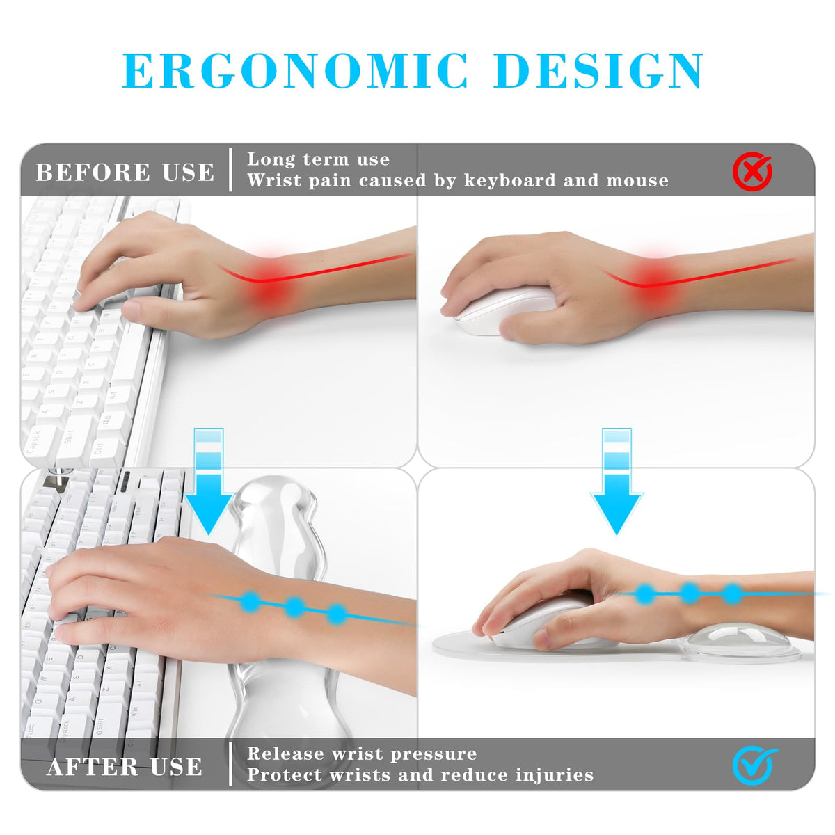 Gel Keyboard & Mouse Wrist Rest Set, Ergonomic Keyboard and Mouse Pad with Wrist Support Typing