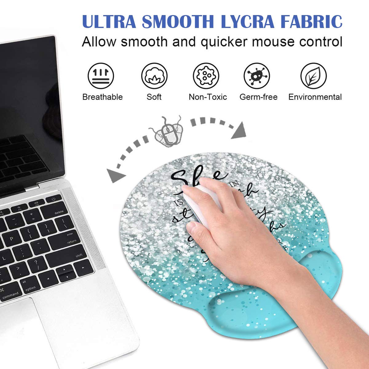 Ergonomic Mouse Pad Wrist Support and Coasters Set, Cute Wrist Rest Pad with Non-Slip PU Base for