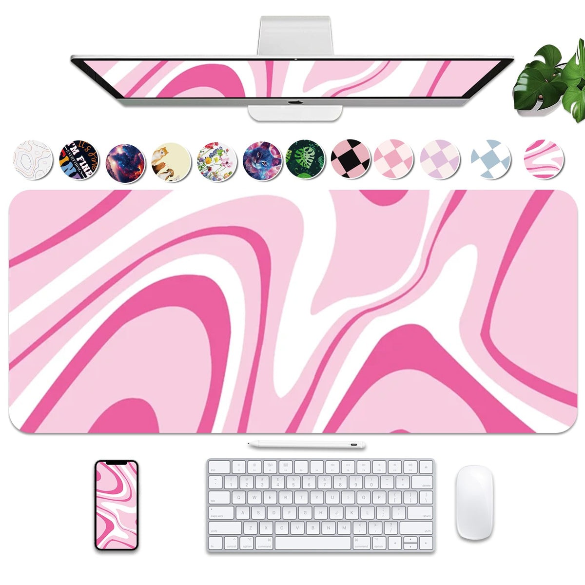 Large Desk Mat 35.4" x 15.7", PU Leather Desk Mats Mouse Pad Protector, Large Mouse Pad Non-Slip