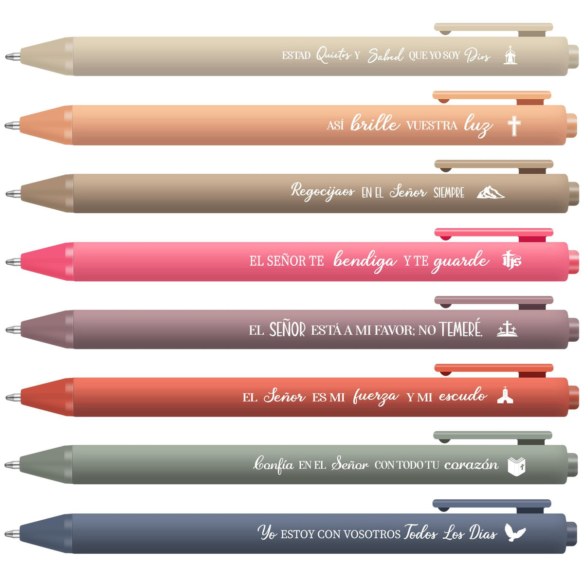 Sayglossy 80 Pcs Spanish Bible Verse Pens Christian Ballpoint Pens Inspirational Quotes Writing