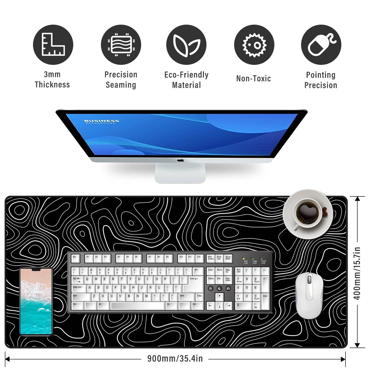 Anpollo Large Gmaing Mouse Pad with Stitched Edges, Superior Micro-Weave Cloth, Non-Slip Base, Size