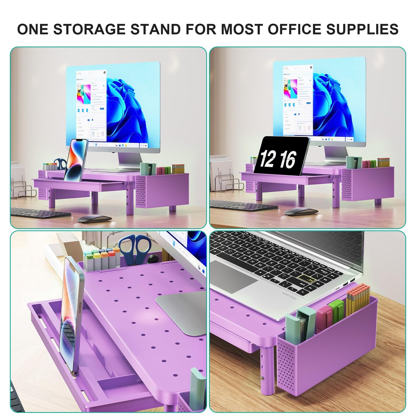 WALI Computer Monitor Stand with Storage and Pen Holder