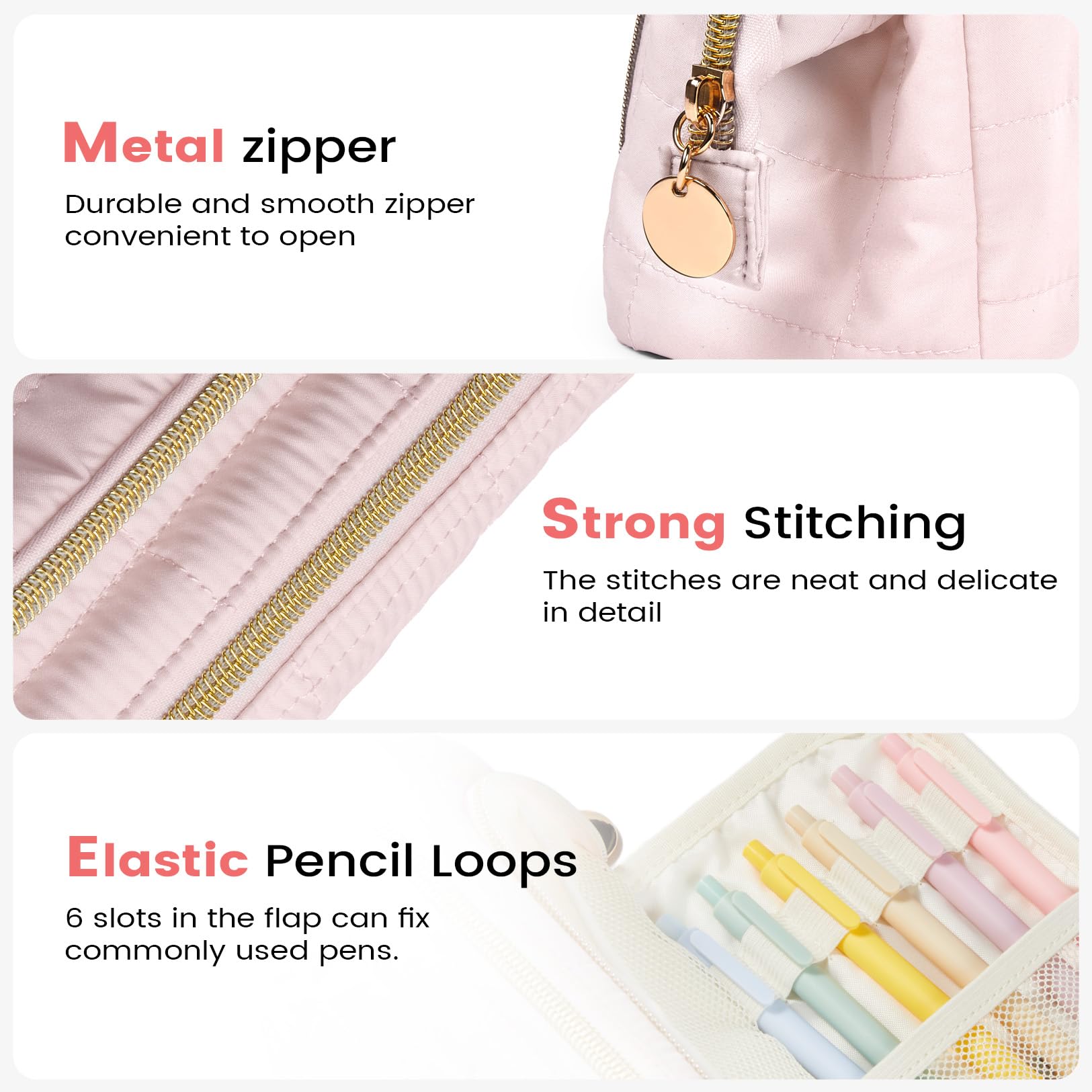 Sooez Large Pencil Case Pouch, Soft Pencil Bag with Zipper, Pen Bag
