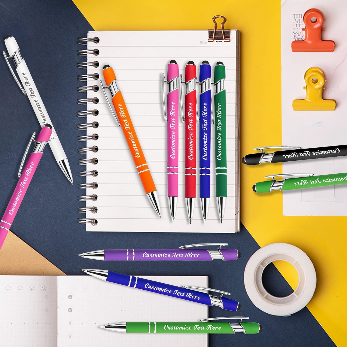 MOUZYLCASE 12 Pcs Personalized Pens Custom Ballpoint Pens with Name Logo Customized Ink Pens with