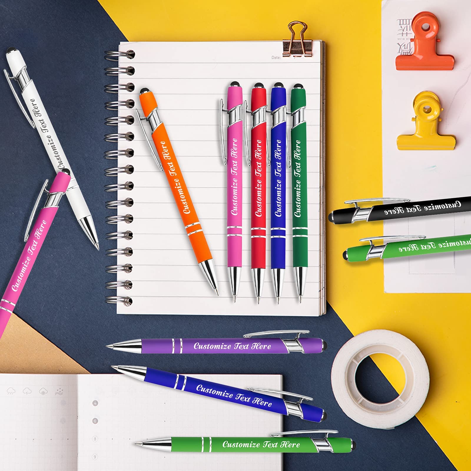 MOUZYLCASE 12 Pcs Personalized Pens Custom Ballpoint Pens with Name Logo Customized Ink Pens with