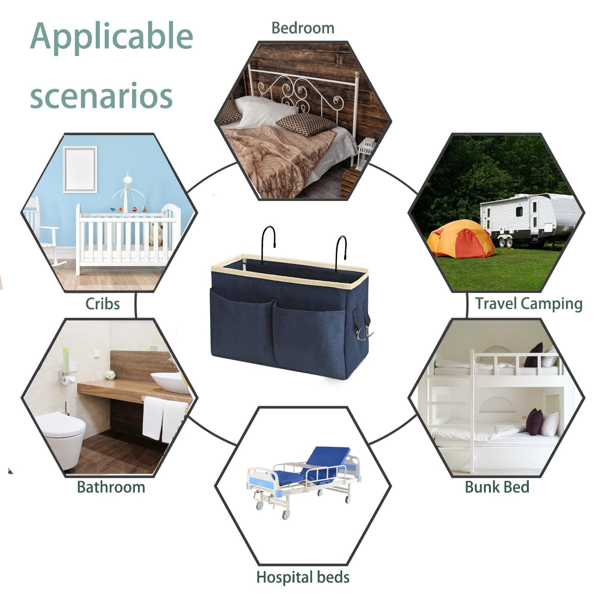 Someteth Bedside Caddy Bedside Hanging Storage Basket Multi-Function Organizer Caddy for Bunk and