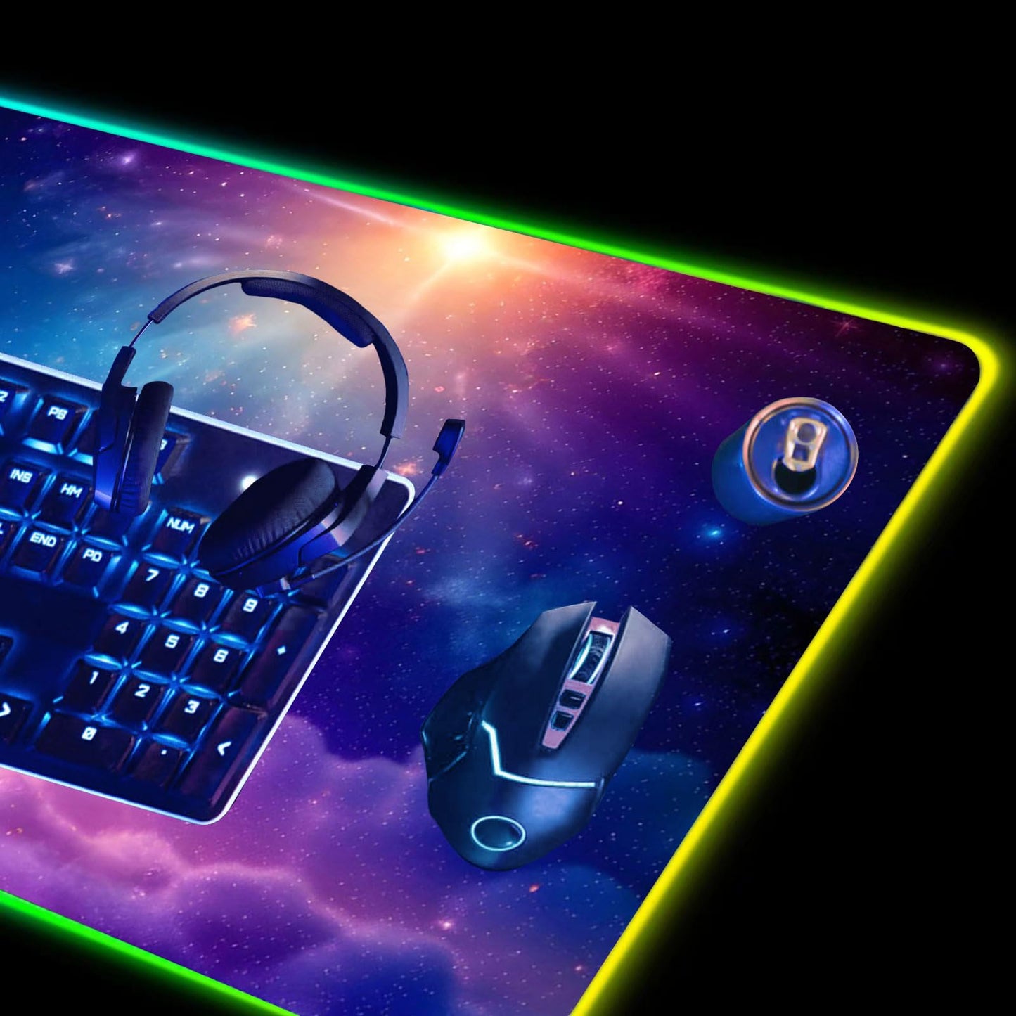 DINKY RGB Gaming Mouse Pad, Large Mousepad with Led Light, Desk LED Keyboard Pad, Non-Slip Rubber