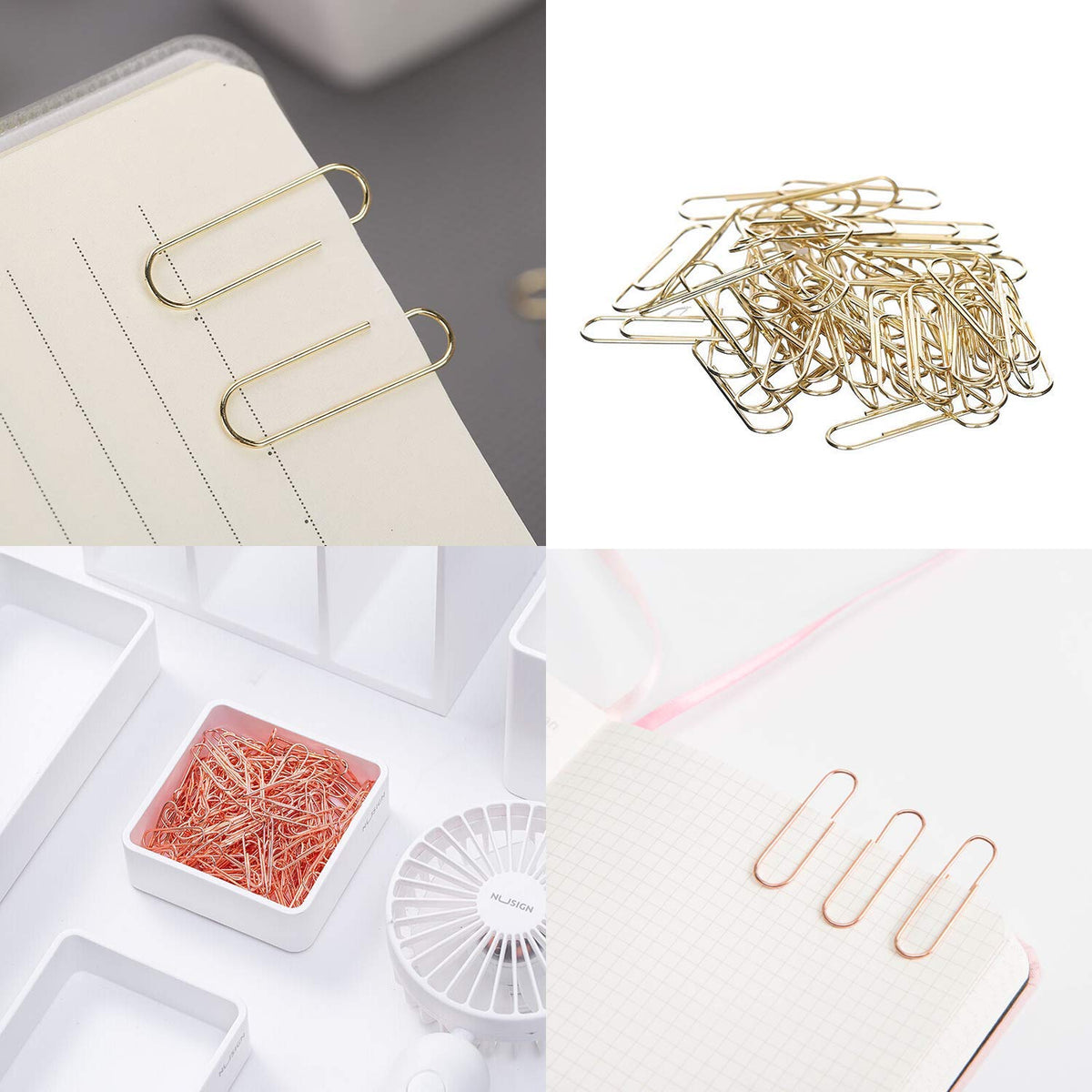 KIDMEN Rosegold kit,Set of Binder Clips,Paper Clips,Push Pins, Total 226pcs