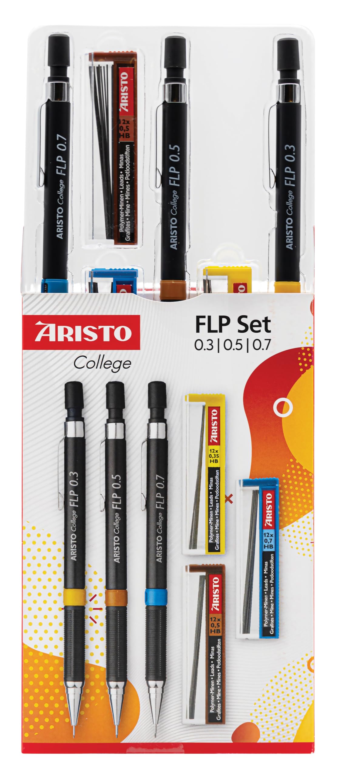 GEOtec GEOCollege Mechanical Pencil Set / 0,35/0.5/0.7 MM, HB, Black, Set of 3