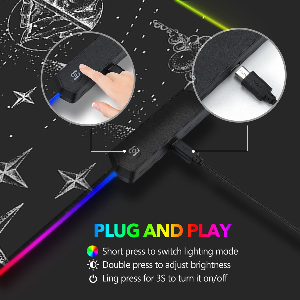 AIMSA RGB LED Gaming Mouse Pad, 14 Modes Glow Pad, Extra Large Gaming Mousepad, 35.4 x 15.8 inch