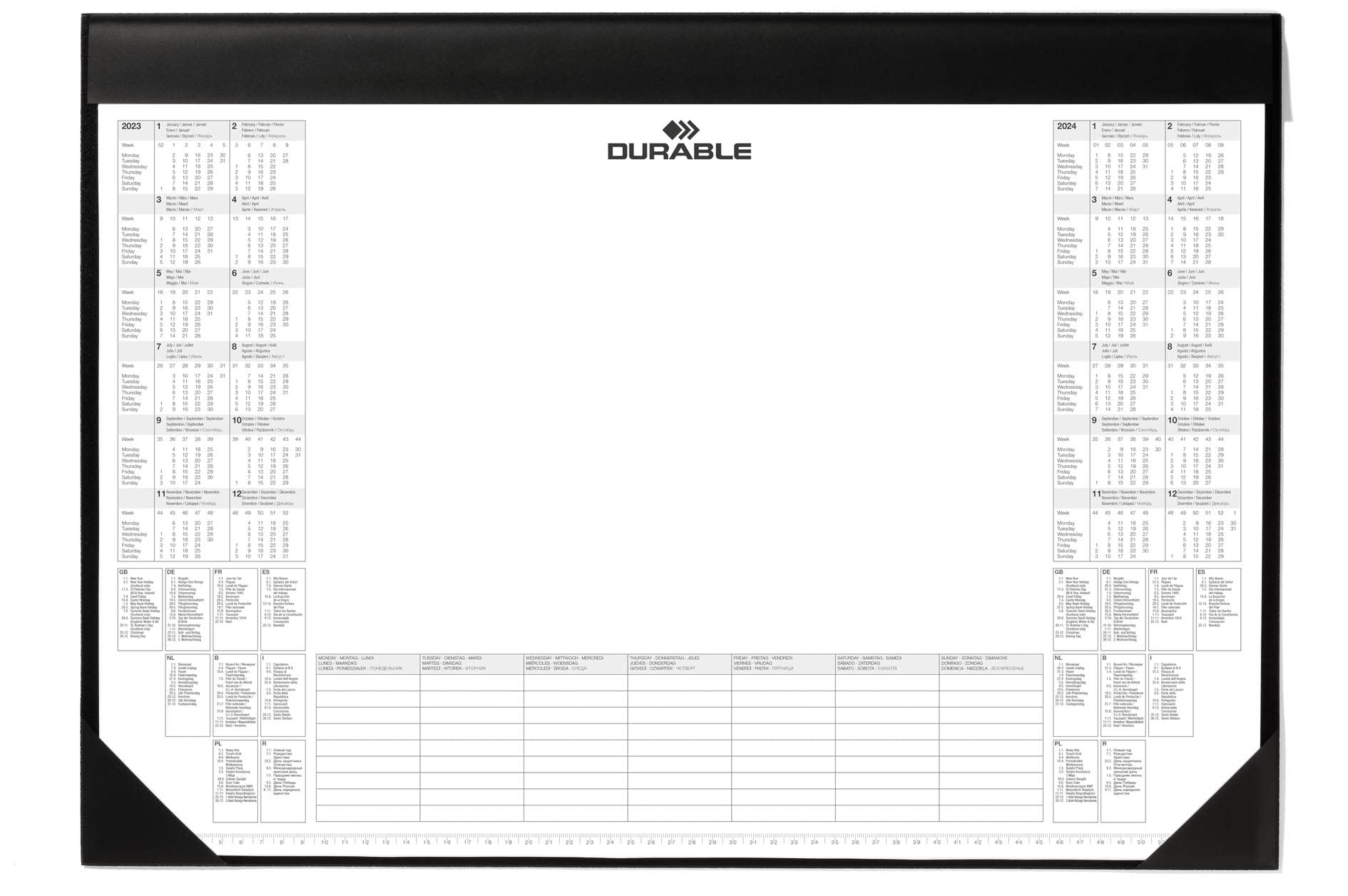 Durable Desk Mat with 2 Year Calendar and Weekly Schedule | 59 x 42cm | Pack of 1 | Ideal for