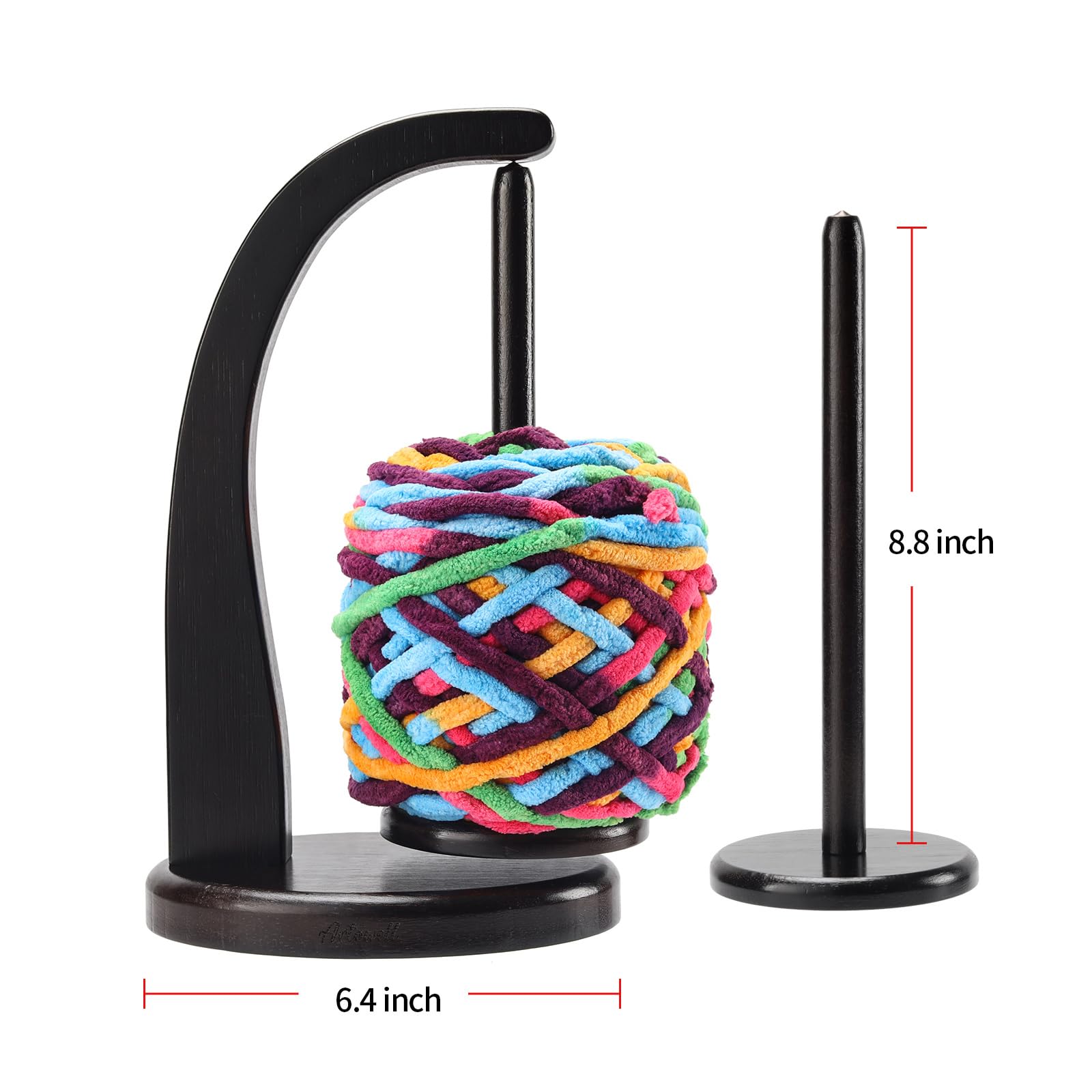 FLYKEY Yarn Holder for Crocheting with Magnetic Yarn Spinner-Black-Standard