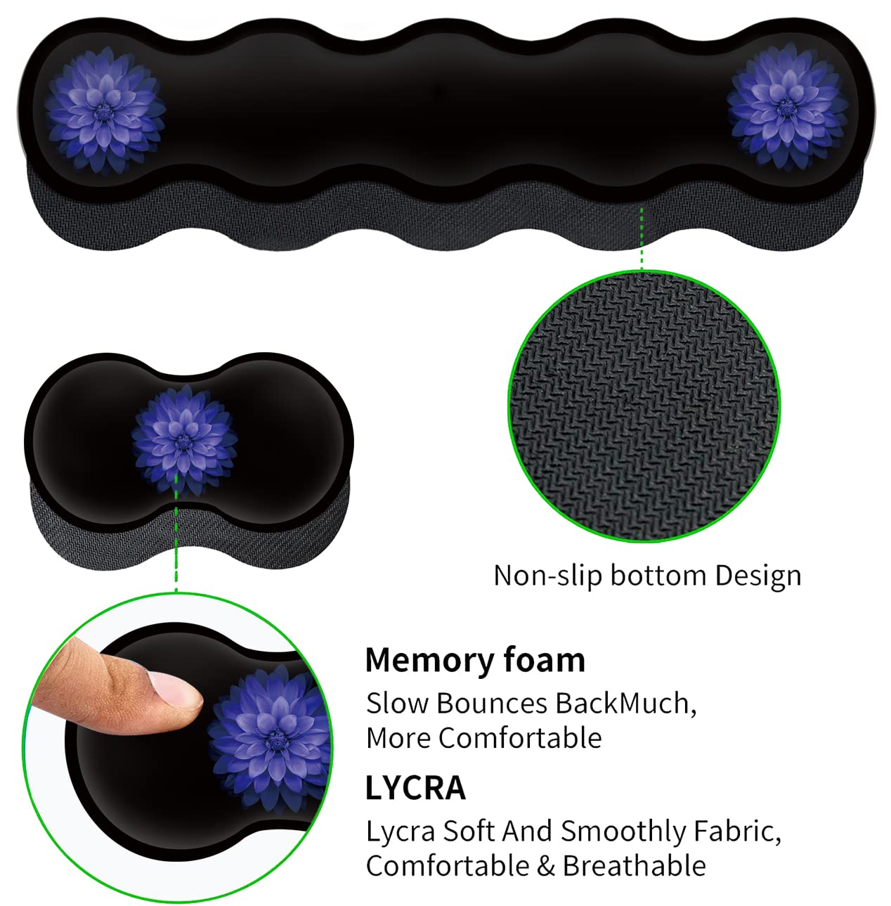 Ergonomic Mouse Pad Set, Desk Mat(31.5×11.8 in) + Keyboard Wrist Rest Support + Mouse Wrist Rest +