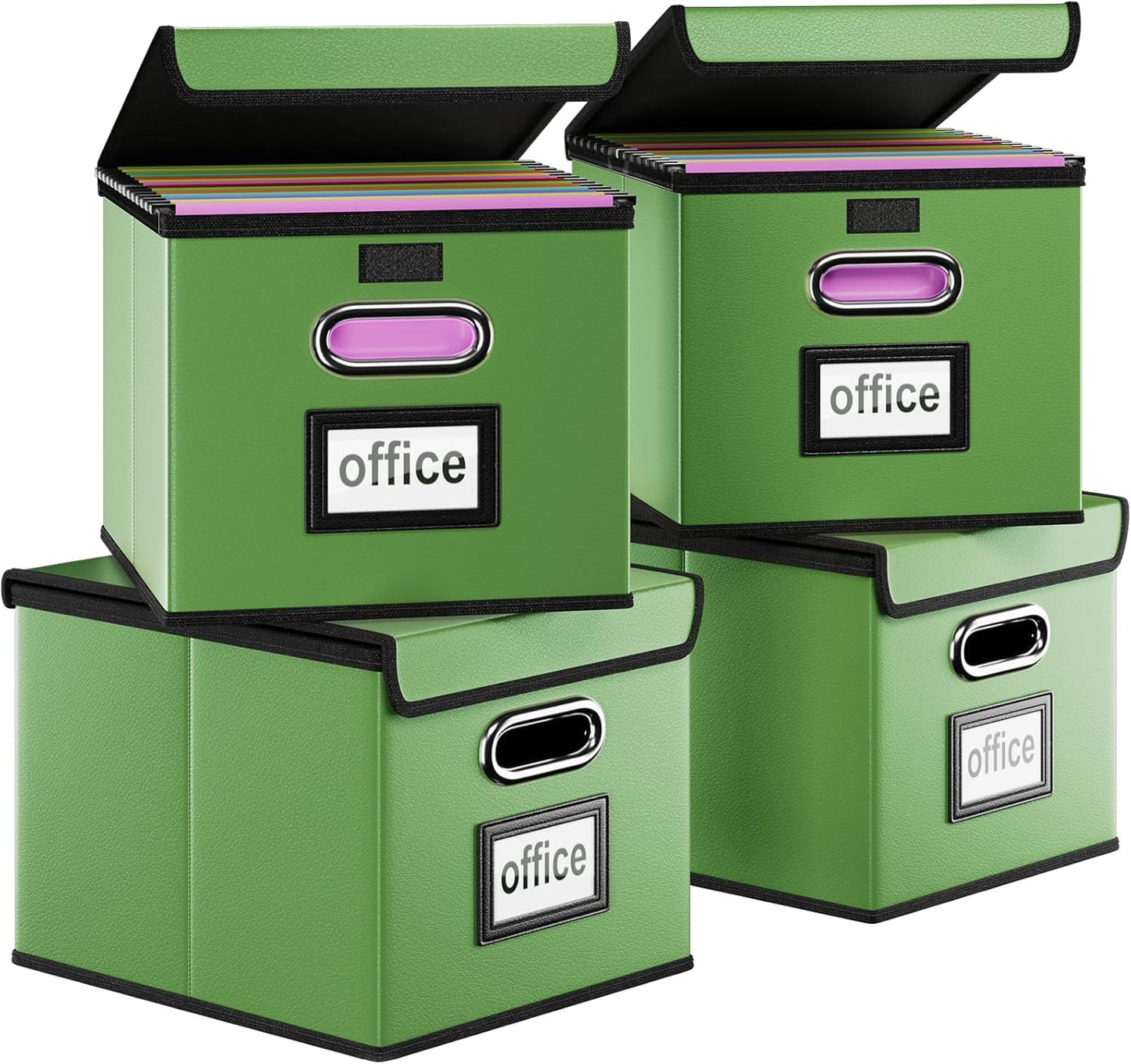 Huolewa File Organizer Box with Lids, Collapsible File Folder Organizer