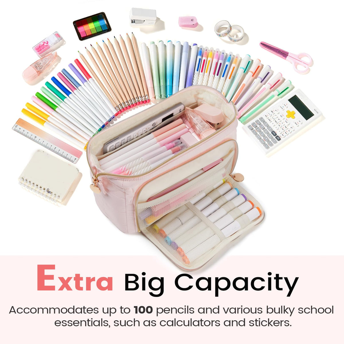 Sooez Large Pencil Case Pouch, Soft Pencil Bag with Zipper, Pen Bag