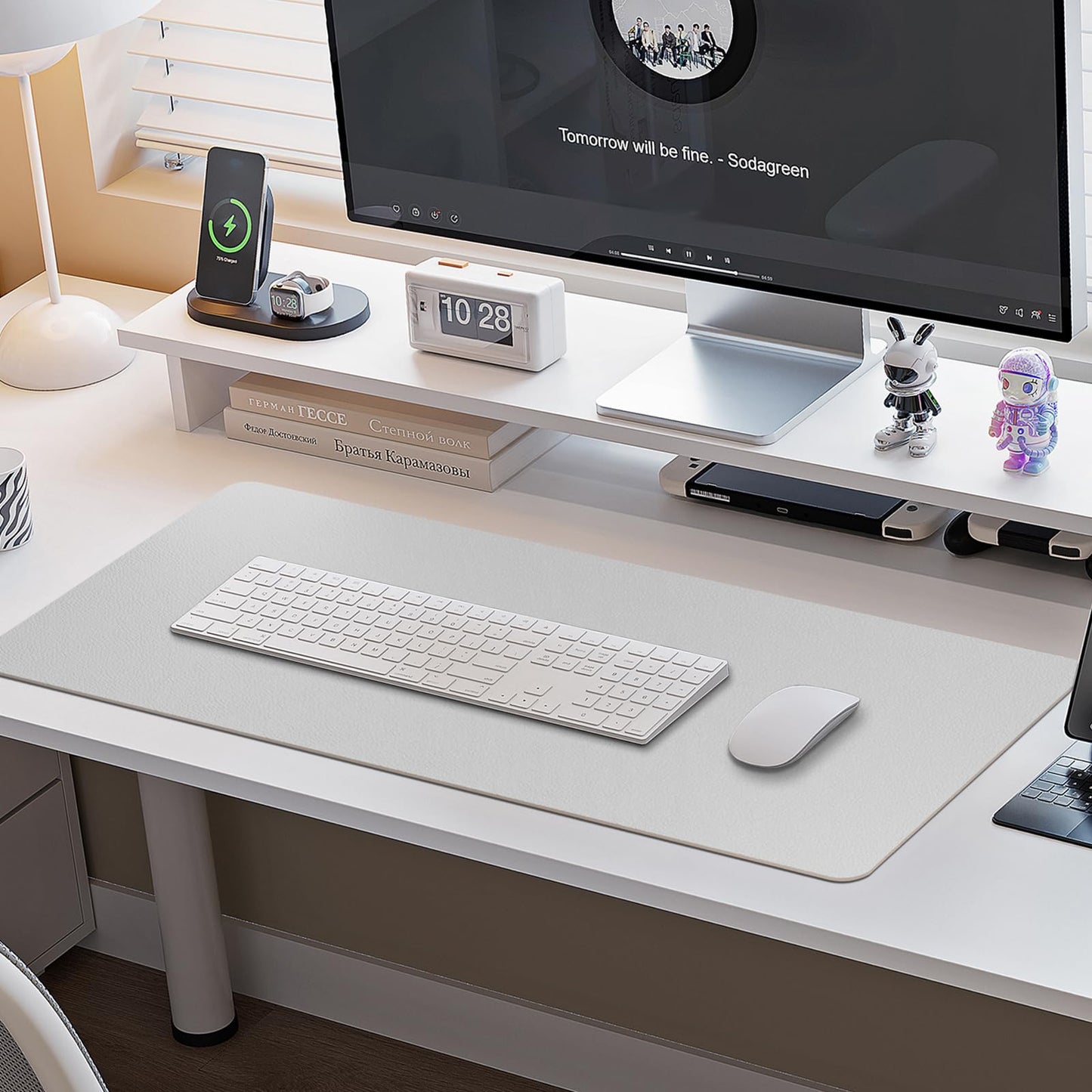 Boutilon Leather Desk Pad Protector,Non-Slip Mouse Pad,Laptop Desk Pad,Office Mouse Mat,Waterproof