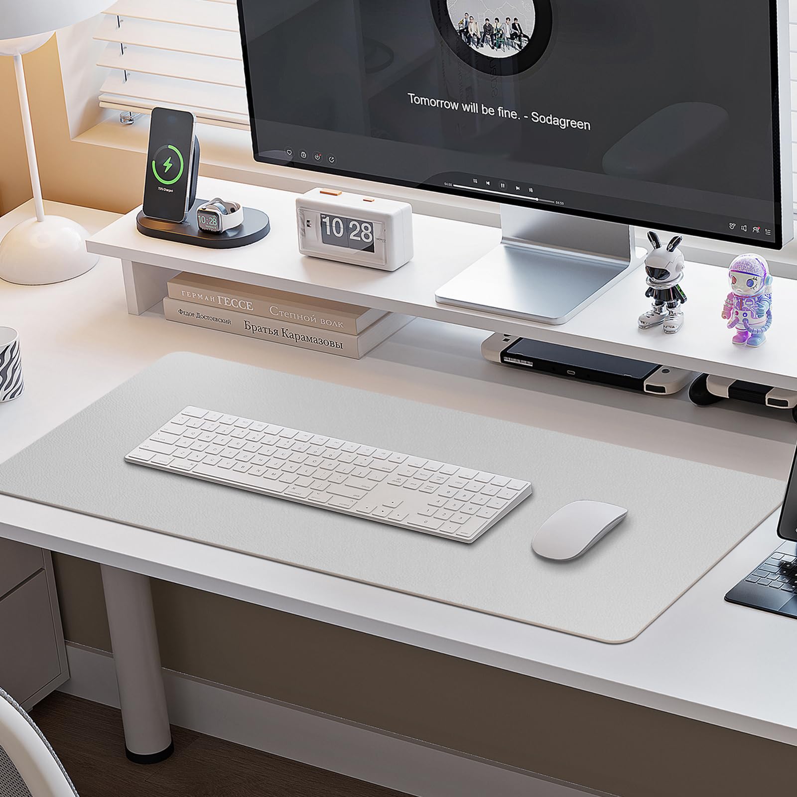 Boutilon Leather Desk Pad Protector,Non-Slip Mouse Pad,Laptop Desk Pad,Office Mouse Mat,Waterproof