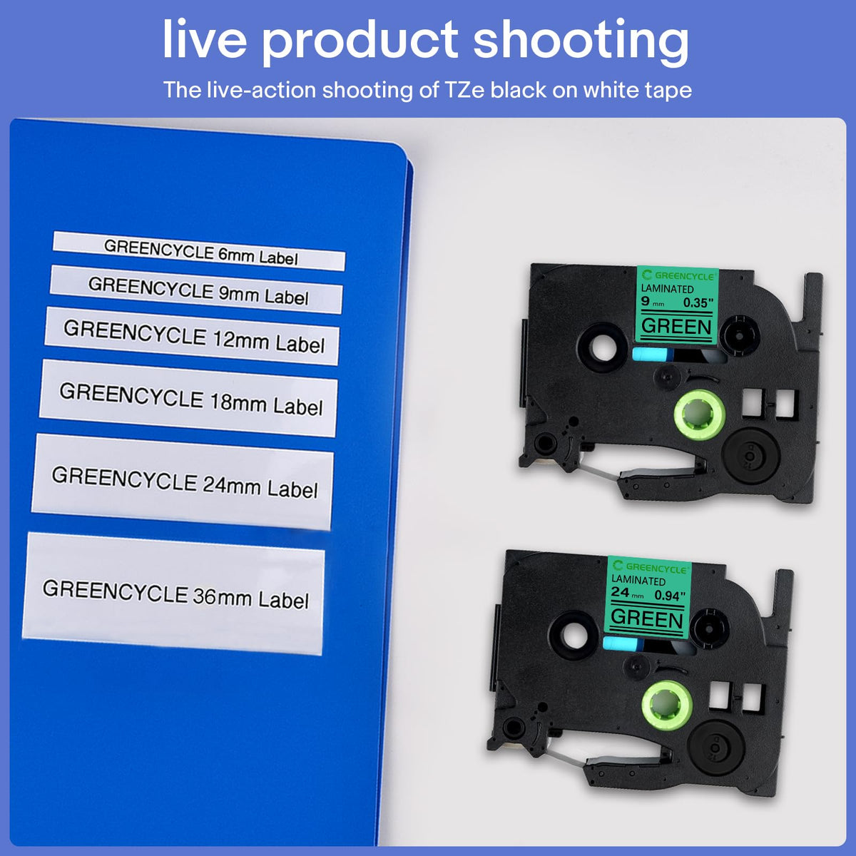GREENCYCLE Compatible for Ptouch TZe-751 TZe751 AZE Tape 24mm 0.94 Inch 1" Black on Green Laminated