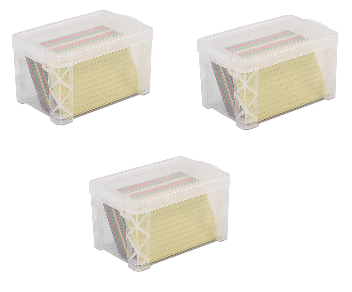 Advantus 40307 Super Stacker 3" x 5" Index Card Box, Clear, 3 Boxes (40307)