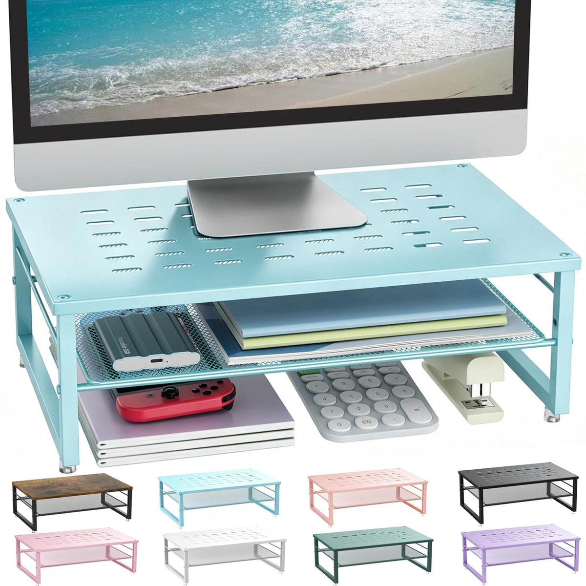 gianotter 2-Tier Metal Monitor Stand Riser