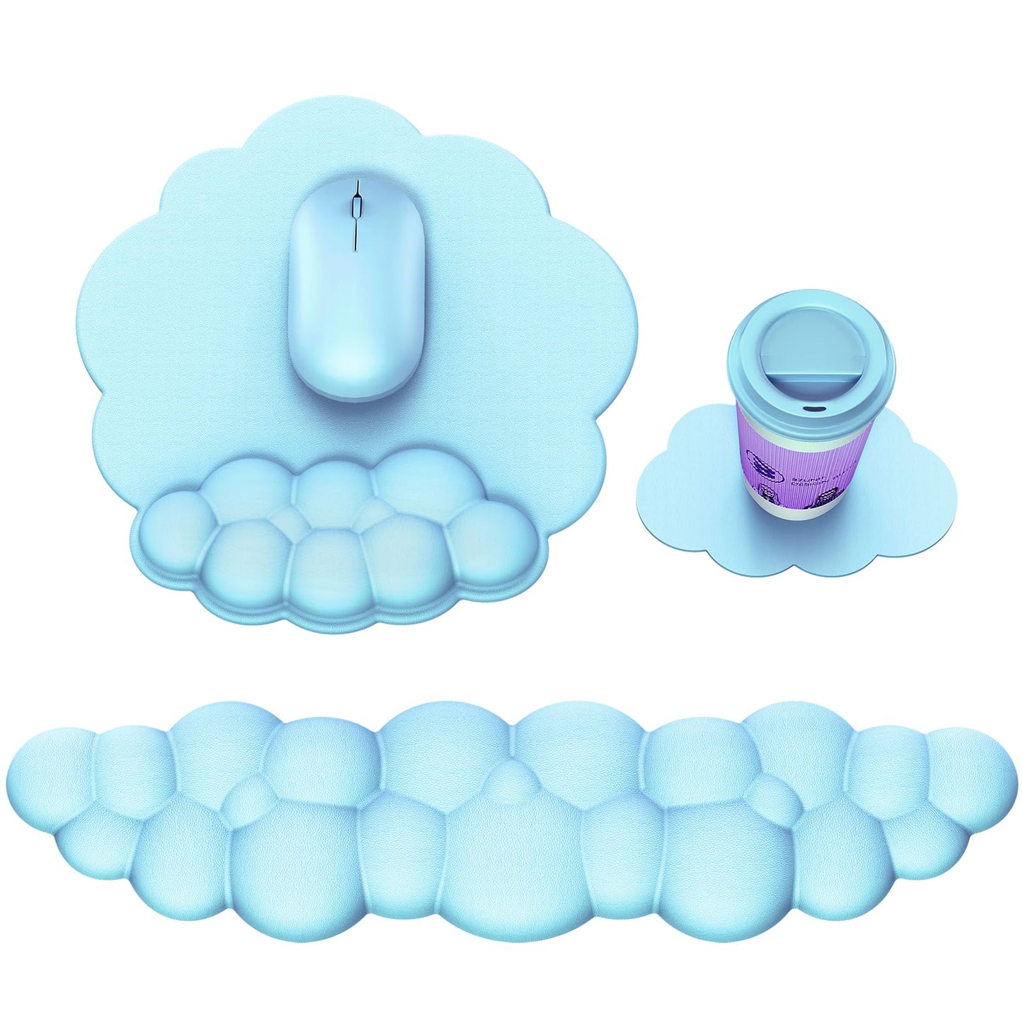MOKURU Cloud Mouse Pad with Wrist Rest, Cloud Keyboard Wrist Rest, Mouse Pad Wrist Support