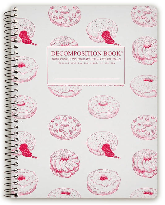 Decomposition Donut Time College Ruled Spiral Notebooks – 9.75 x 7.5 Journal with 160 Lined Pages