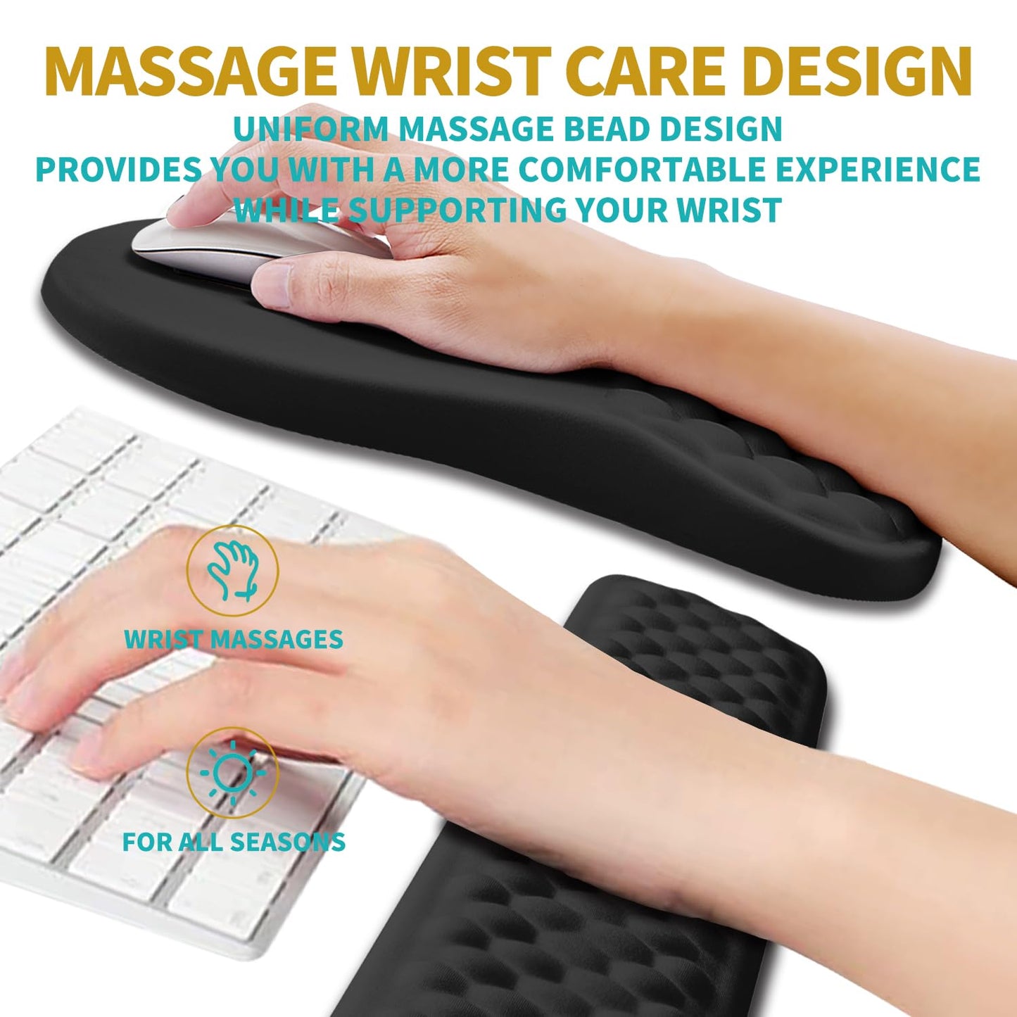Hokafenle 2 in 1 Ergonomic Mouse Pad Wrist Support & Wrist Rest for Computer Keyboard Set, with