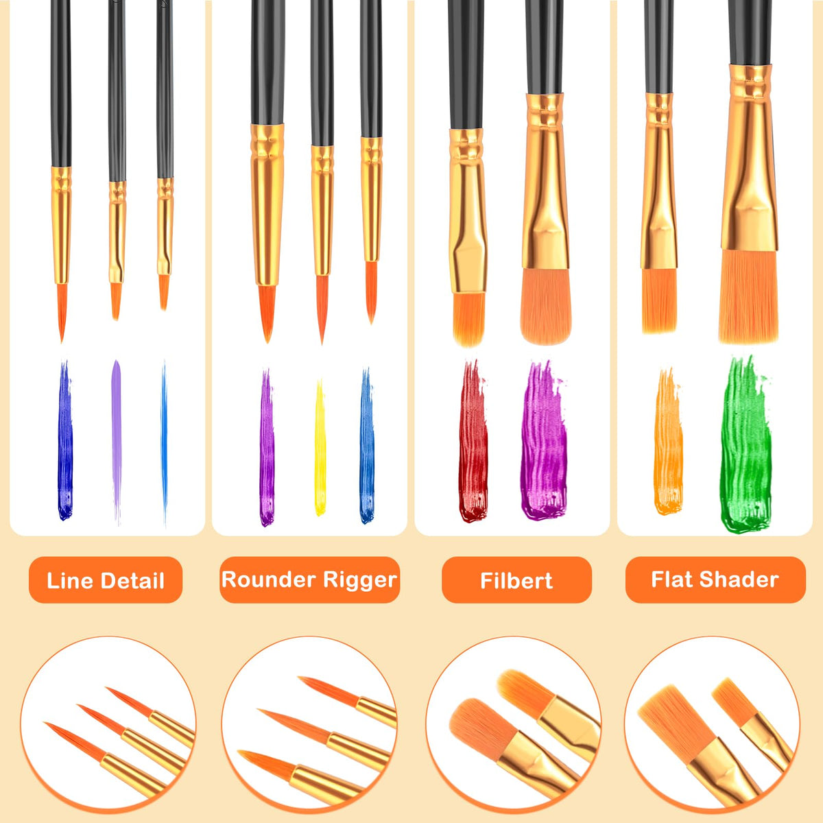 ESRICH 200PCS Paint Brushes, Paint Brush for Acrylic Painting