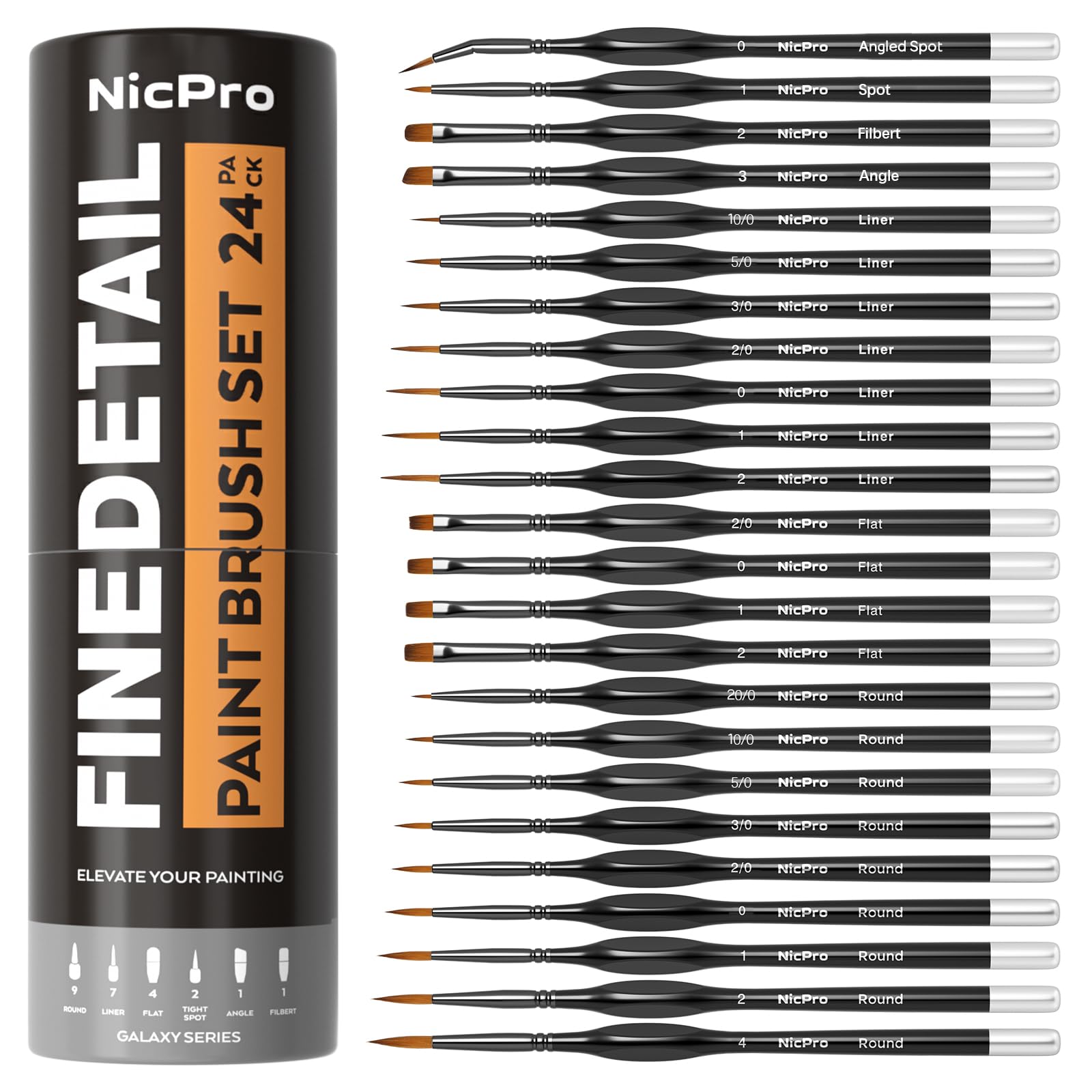 Nicpro 24 PCS Miniature Paint Brushes,Fine Tip Micro Detail Paint Brush Set