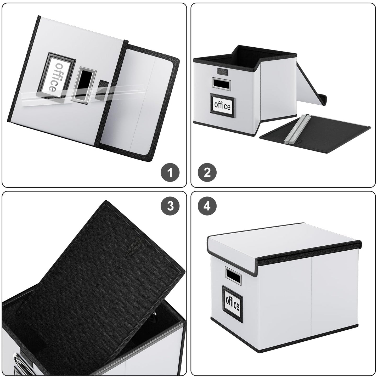 Huolewa File Organizer Box with Lids, Collapsible File Folder Organizer