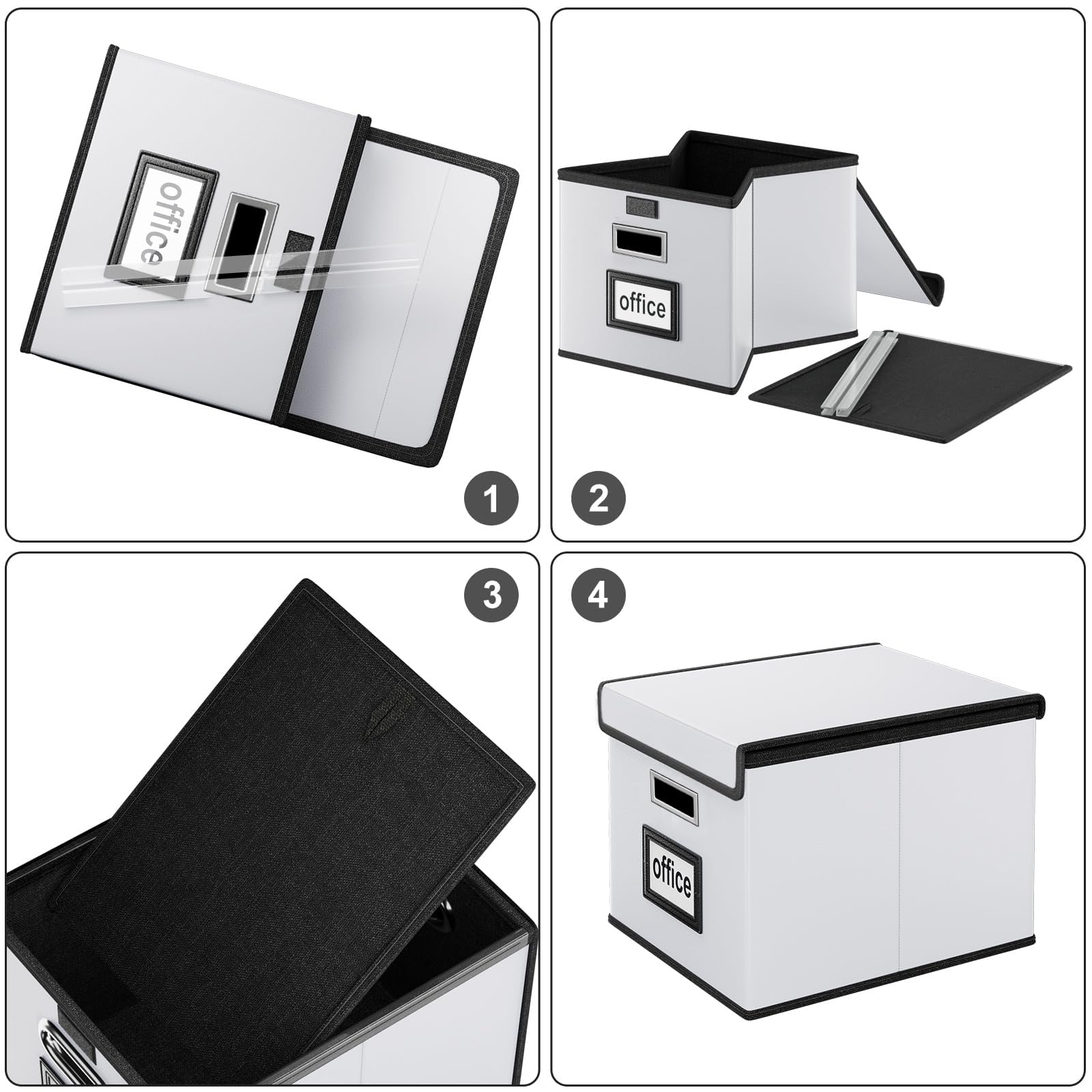 Huolewa File Organizer Box with Lids, Collapsible File Folder Organizer