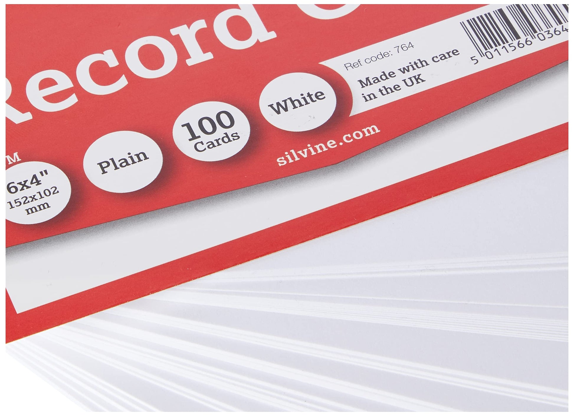 Silvine Record Cards 152x101mm Plain Pack of 100 - Color: White