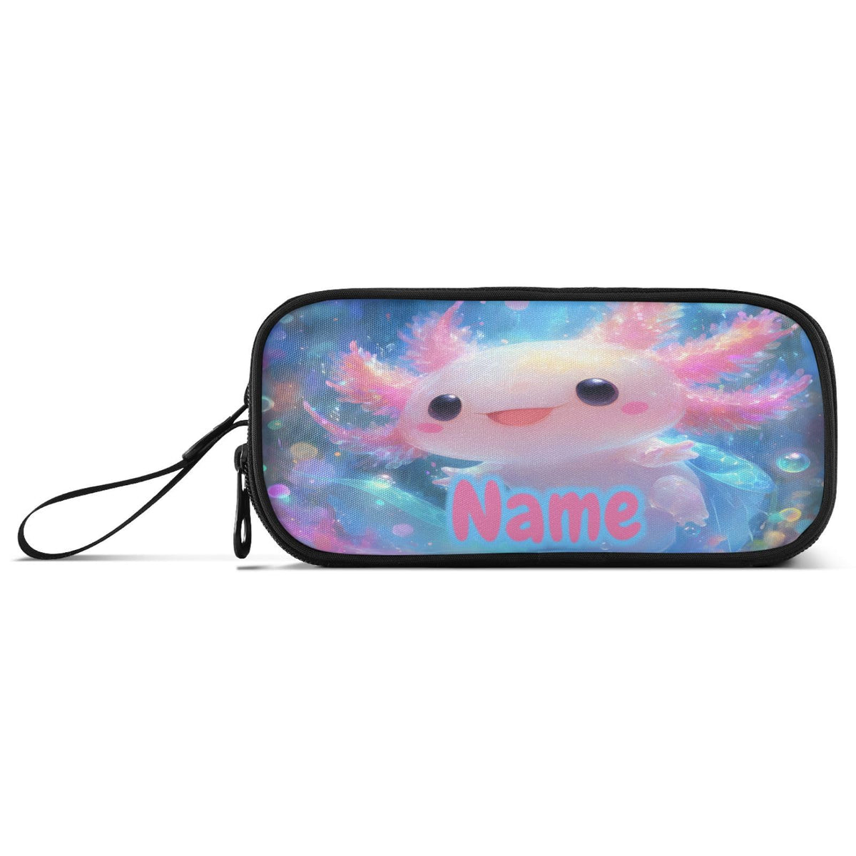 BOENLE Custom Shiny Axolotl Pencil Case Box Boys Girls Personalized Name Large Pencil Pouch