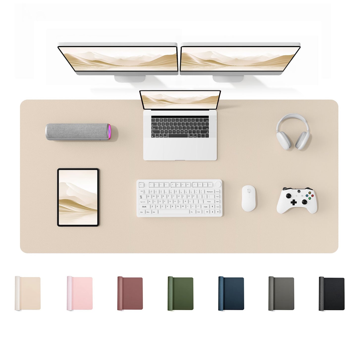 YSAGi 55" x 24" Large PU Leather Desk Mat for Keyboard and Mouse - Waterproof Non-Slip Desk Pad
